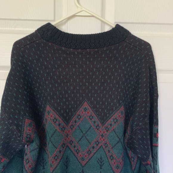Hook England Knit Sweater Men’s Medium Green Forest Stream Mountain Hooks VTG - Picture 6 of 8